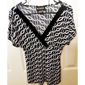 B Kool Black and White Dressy Top